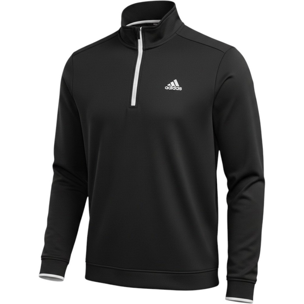 Adidas Mens Black Golf 1/4 zip, Size‎ Large, 100% Polyester